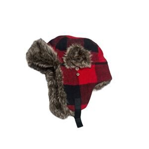 Red plaid trapper hat